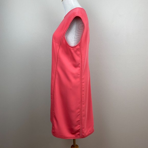 Reiss Mini Dress 8 Coral Pink Aura Stitch Detail Sleeveless Back Zip Cocktail - Picture 6 of 9